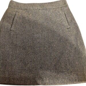 Banana Republic Skirt Womens Size 0 Gray Herringbone Tweed Pencil Knee